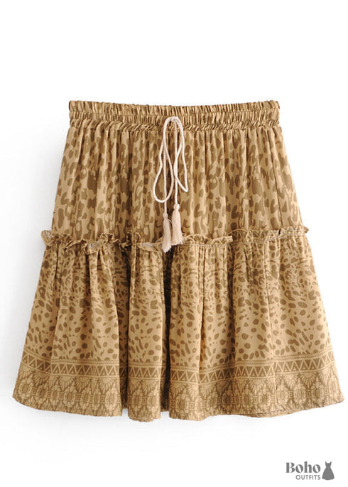 Boho Skirts in Mini Skirt, Yellow Tiger For Women